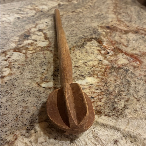 Antique 1900’s Primitive Carved Wood Mixer/ Whisk Spin Between Hands - 14” - Picture 7 of 8